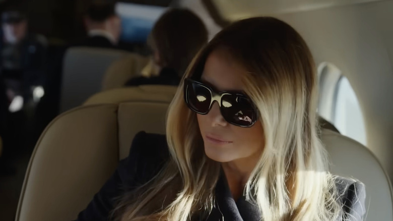 Melania Trump sitting in an airplane in Melania