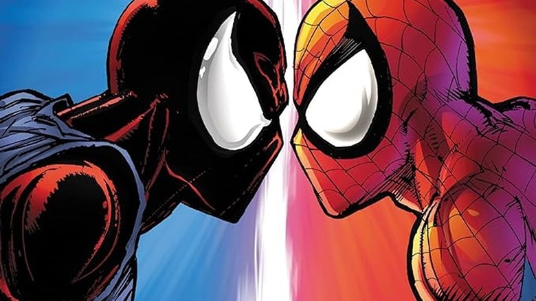 Ben Reilly and Peter Parker coming face to face on the cover of Spider-Man: Clone Saga Vol. 2