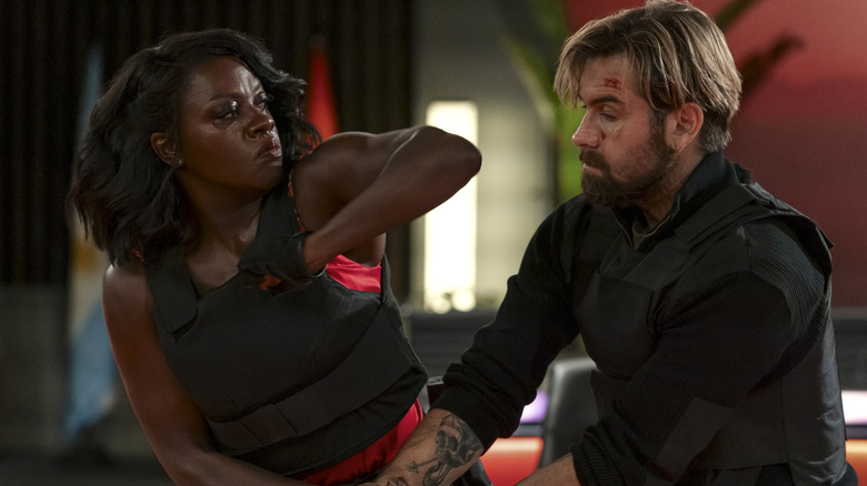 Viola Davis elbowing Antony Starr in the face in G20