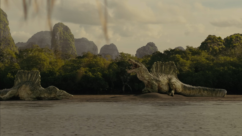 Spinosurus puts on the beach in the primitive war