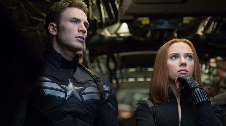 Scarlett Johansson and Chris Evans in Captain America: the Winter Soldier