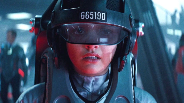 Olivia Cooke as Art3mis in an OASIS rig during the final battle in Ready Player One