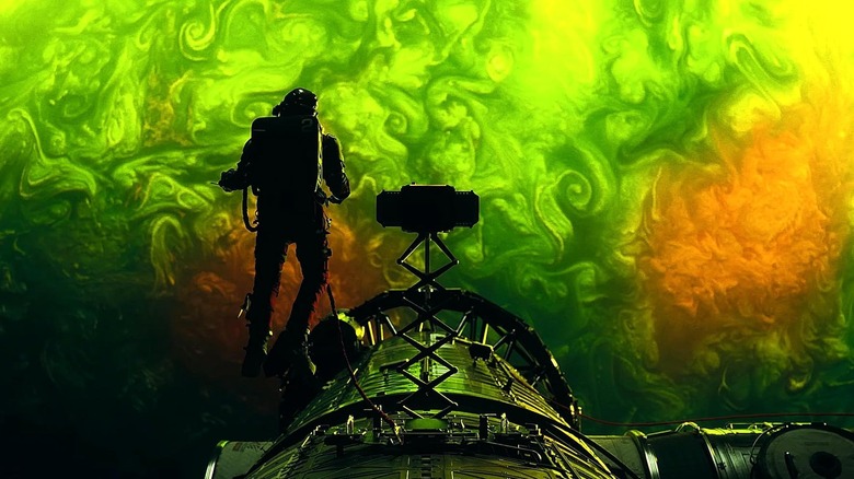 Ryland Grace (Ryan Gosling) does a spacewalk to collect Astrophage from the planet Adrian in Project Hail Mary