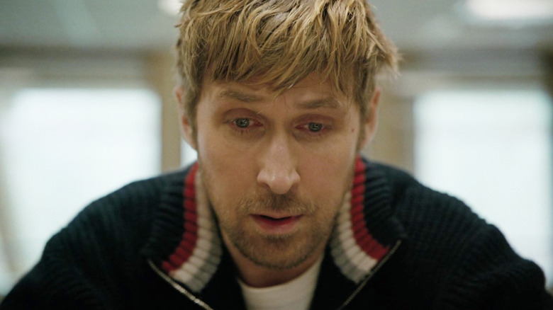 Ryan Gosling as Ryland Grace with a look of shock on his face in Project Hail Mary