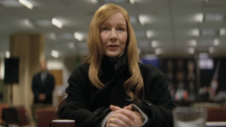 Eva Stratt (Sandra Hüller) in a meeting in Project Hail Mary