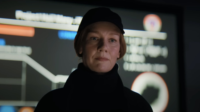 Eva Stratt (Sandra Hüller) leading a discussion in Project Hail Mary