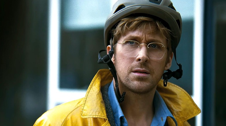 Grace looking concerned while wearing a bike helmet in Project Hail Mary