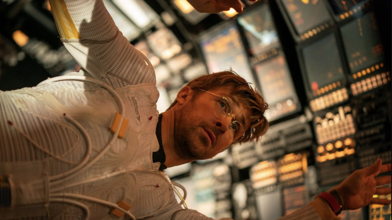 Dr. Ryland Grace floats in his capsule in Project Hail Mary