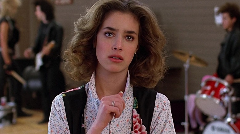 Jennifer looking upset by something in Back to the Future