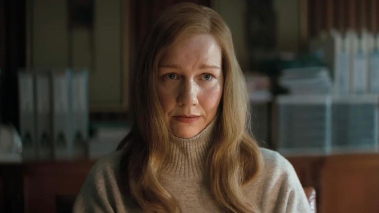 Sandra Huller as Stratt sitting at her desk in Project Hail Mary