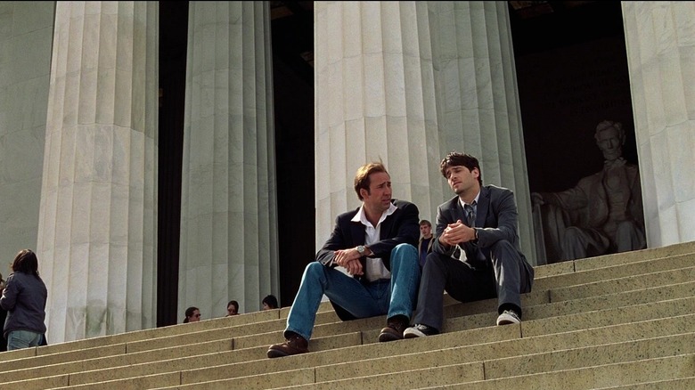National Treasure ben gates and riley poole sit on stairs of lincoln memorial