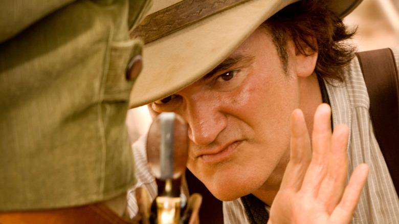 Quentin Tarantino directing a scene for Django Unchained