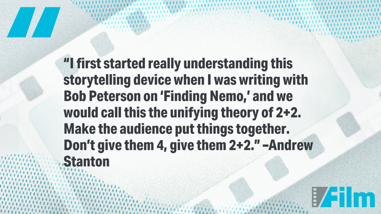 A quote from filmmaker Andrew Stanton on /Film graphic background