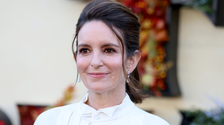 Tina Fey in a white top smiling