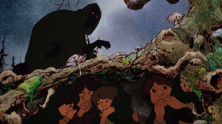 A Black Rider searches for the Hobbits in The Lord of the Rings (1978)