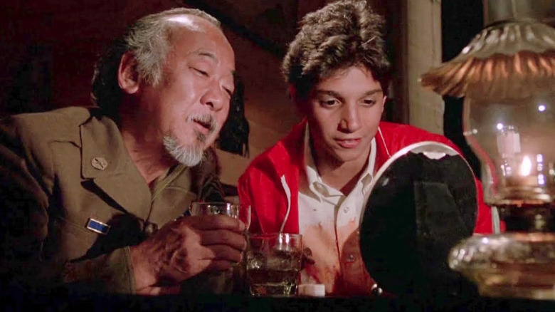 Noriyuki "Pat" Morita and Ralph Macchio in The Karate Kid