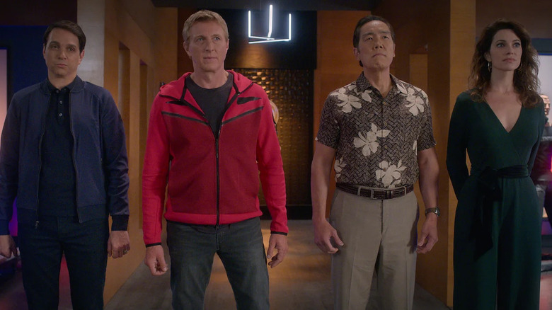 Ralph Macchio, William Zabka, Yuji Okumoto, and Courtney Henggeler in Cobra Kai