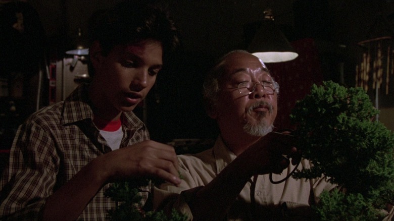 Ralph Macchio and Pat Morita in The Karate Kid