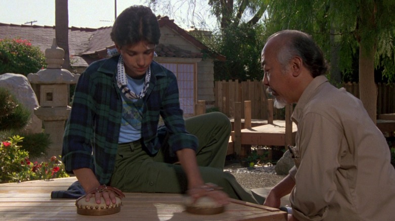 Ralph Macchio and Pat Morita in The Karate Kid 