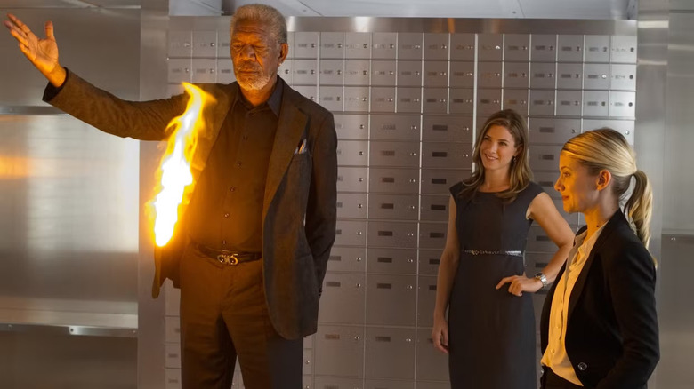 Morgan Freeman does a fiery magic trick in Now You See Me