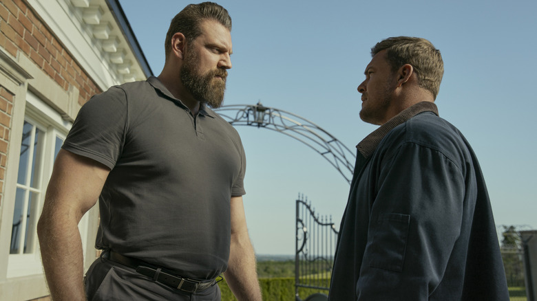 Paulie towers over Jack Reacher in Reacher Season 3