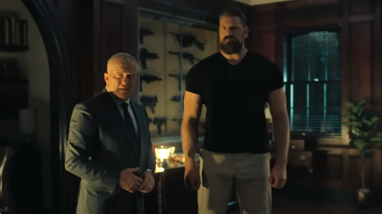 Beck and his gigantic henchman, Paul "Paulie" Massarella in Reacher season 3