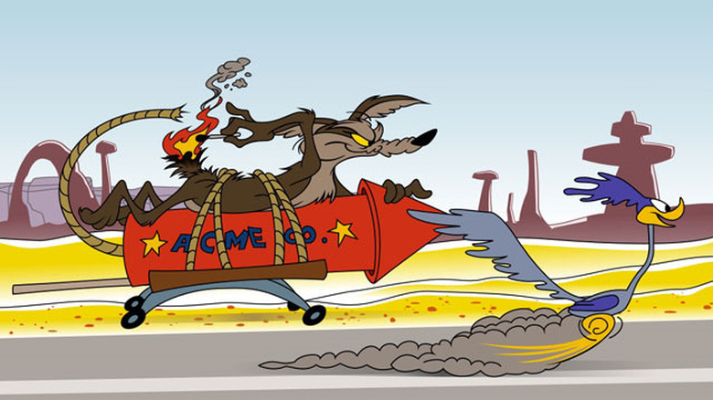 Wile E. Coyote chases the Road Runner in Looney Tunes