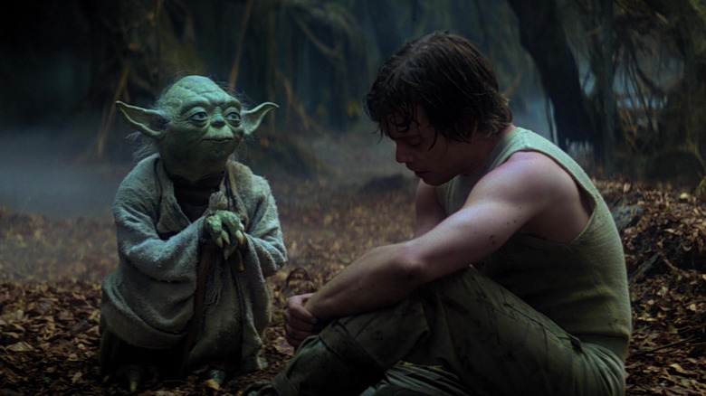 Yoda and Mark Hamill in Star Wars: The Empire Strikes Back