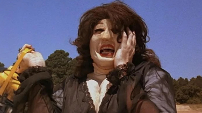 Leatherface looking upset in "Texas Chainsaw Massacre: The Next Generation"