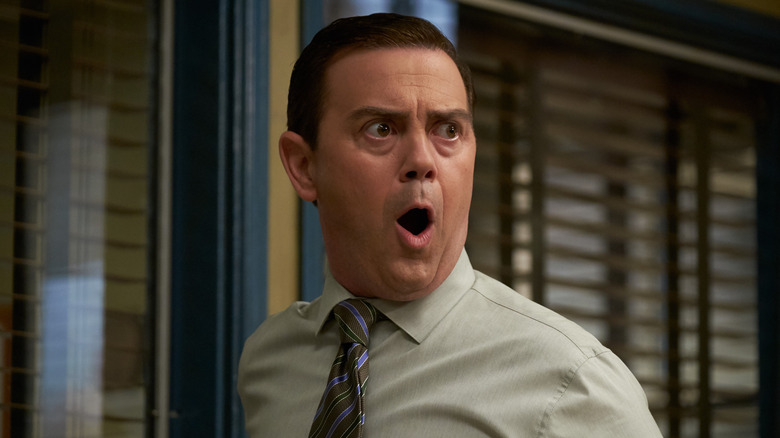 Joe Lo Truglio as Charles Boyle looks shocked in Brooklyn Nine-Nine.