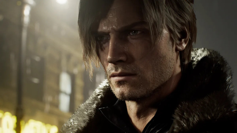 Leon Scott Kennedy sports a fur-necked coat and a grim expression in Resident Evil: Requiem
