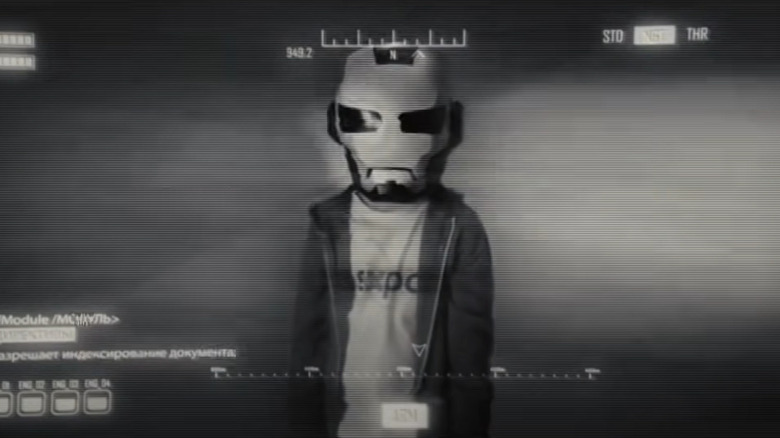 Young Peter Parker in Iron Man mask