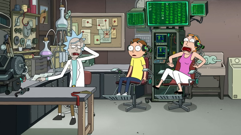 Rick and Morti, Rick wakes up to find Morti and the summer shouting, after they just woke up from 17 years inside the matrix