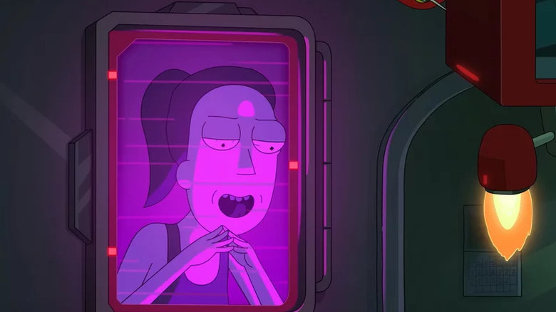 Rick and Morty, Night Summer rubbing her hands together evilly from behind a window