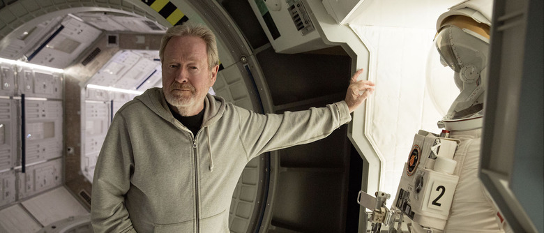 Ridley Scott on the set of The Martian