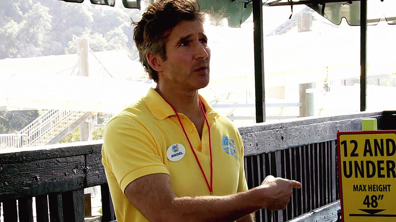 David Benioff as a lifeguard pointing to a sign on It's Always Sunny in Philadelphia