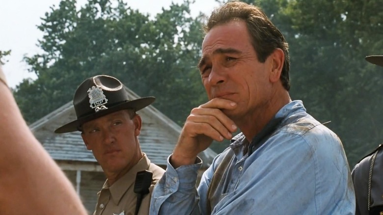 Tommy Lee Jones as head of American marshal Samuel Gerard looks thought out in American marshals