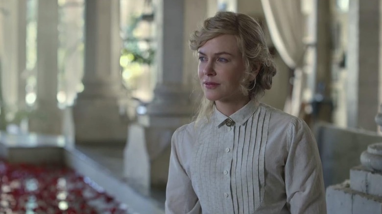 Gertrude Bell in a white dress in Queen of the Desert