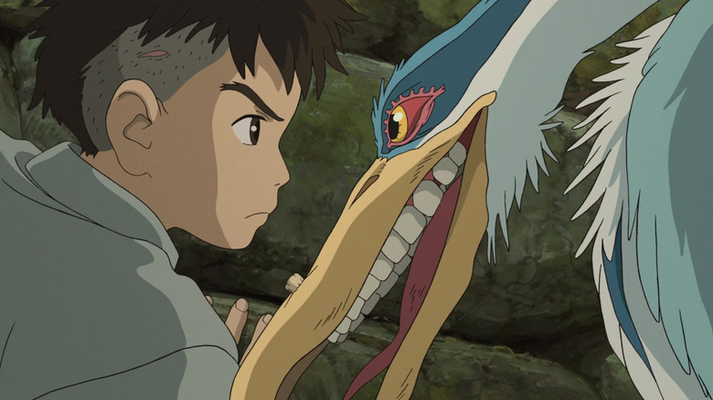 Mahito glaring at the Heron in The Boy and the Heron