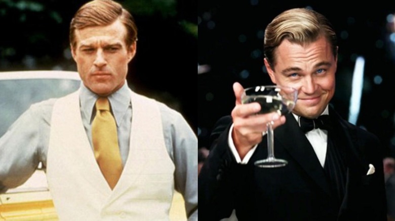 Robert Redford (1974) and Leonardo DiCaprio (2013) as the titular character in their respective adaptations of "The Great Gatsby"