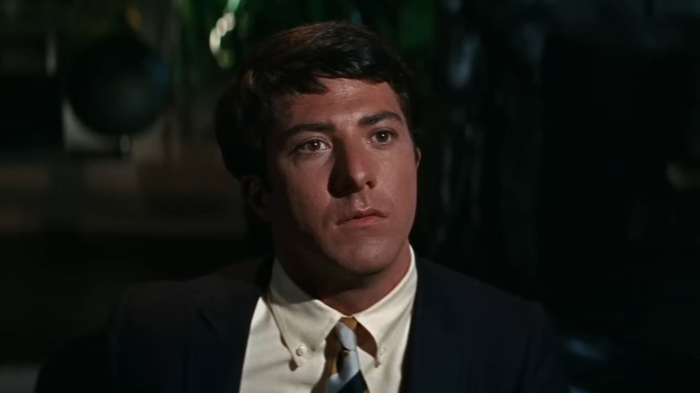 Benjamin Braddock looking flustered in The Graduate