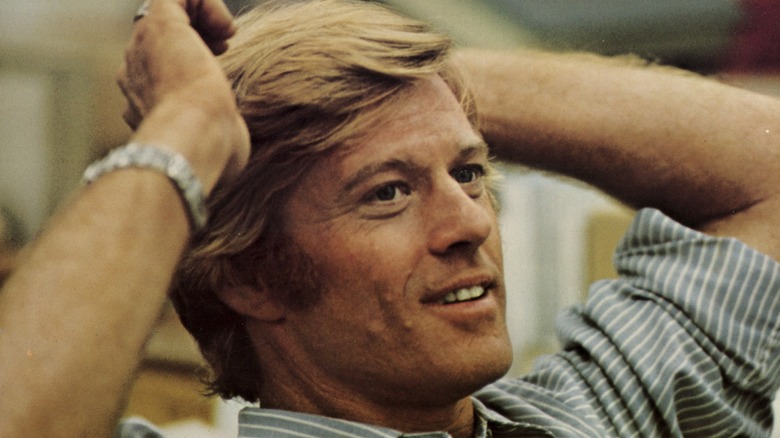 Robert Redford on the set of All the President's Men