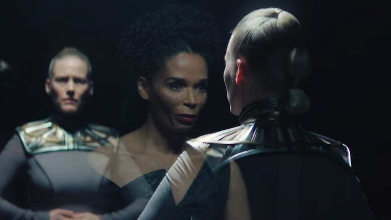 Kalle and Demerzel look at each other in Foundation season 3