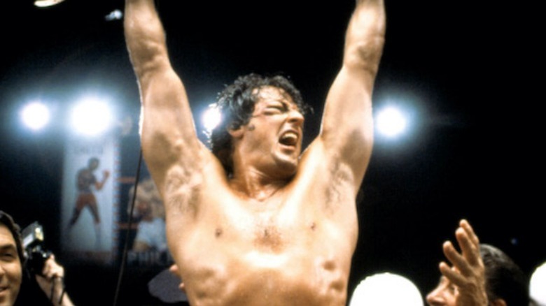 Rocky celebrating