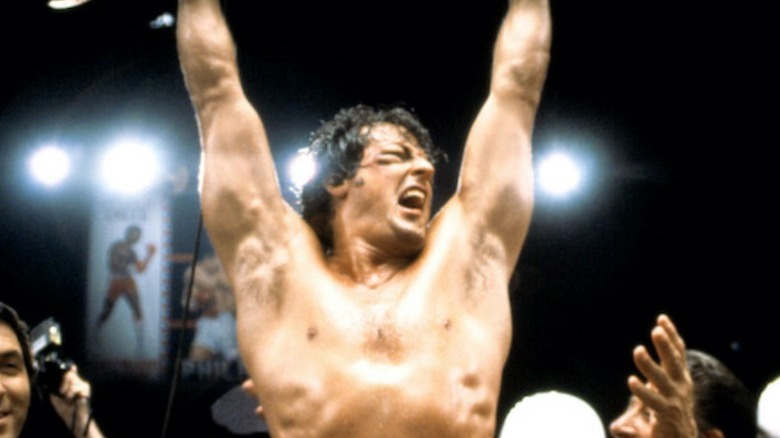 Rocky celebrating