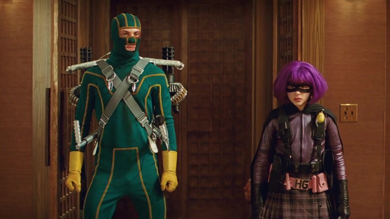 Kick-Ass and Hit-Girl armed for a fight in Kick-Ass