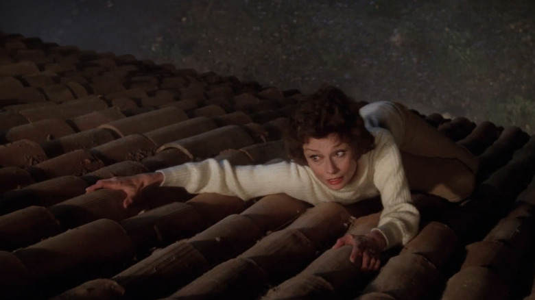 Audrey Hepburn's Elizabeth Roffe crawls on a roof in Bloodline