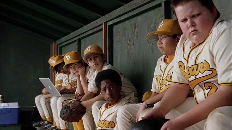 The Bear sitting in their dugout in Bad News Bears