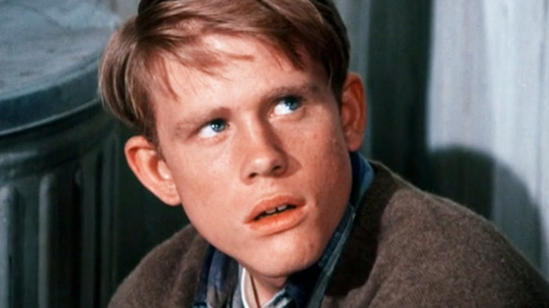 Ron Howard's Richie Cunningham looks worried in closeup in Happy Days