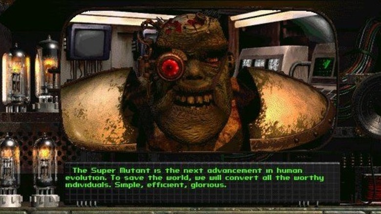A super mutant on a TV screen from the video game Fallout